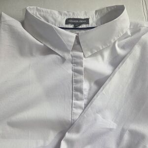 Alexander Jordan 3/4 Sleeve Button Front Ruffle Bell Sleeve Women's White Blouse